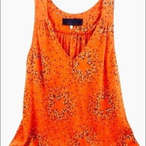 Blue Rain - Orange Star Silk Sleeveless Blouse